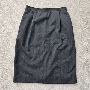 Vintage Charcoal Knee-length Pleated Pencil Skirt, women's business attire